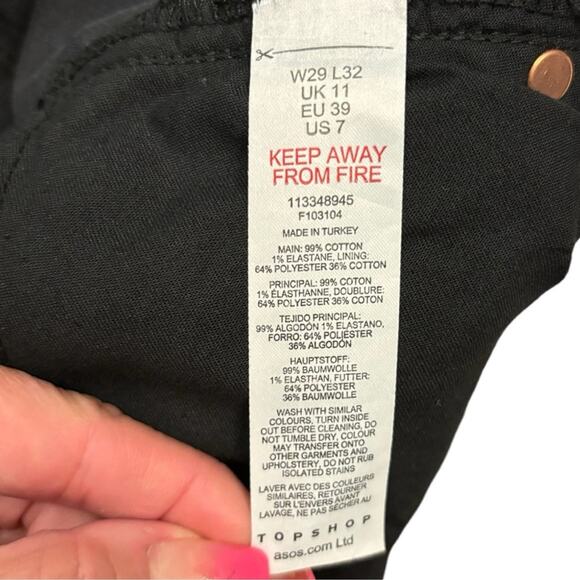 Topshop Black Cropped Straight Leg Jeans Juniors 7 NWT - Picture 10 of 10